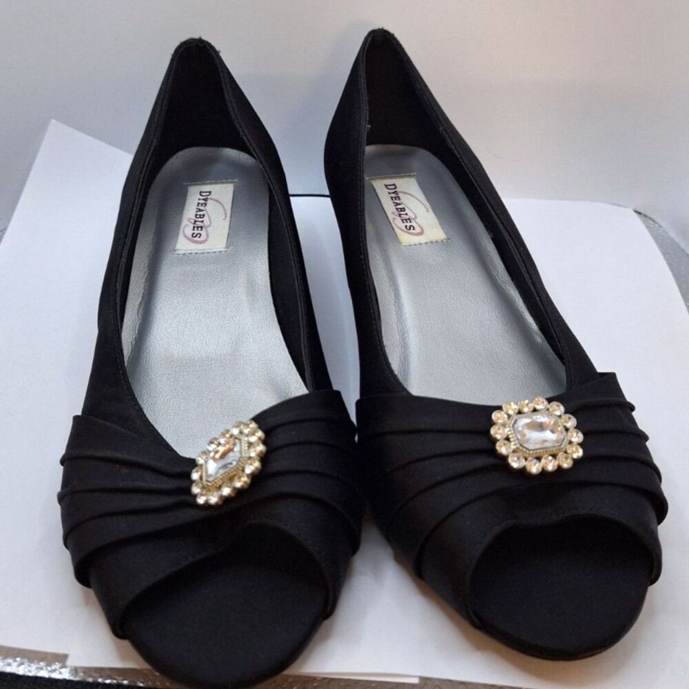 Dyables Women's Wedge Heeled Shoes Rhinestone Accents Formal Wedding Open Toe 11